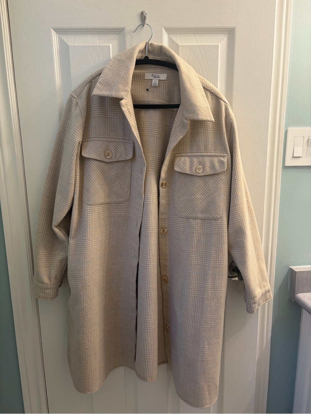 Oversized Utility Shacket in Light Beige - Women's Jacket